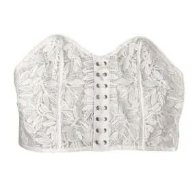 Strapless Lace Crop Corset Bustier White SIZE L