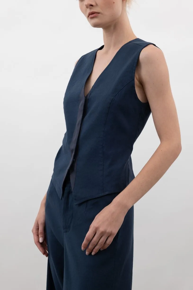 Stretch Linen Vest - WILLOH