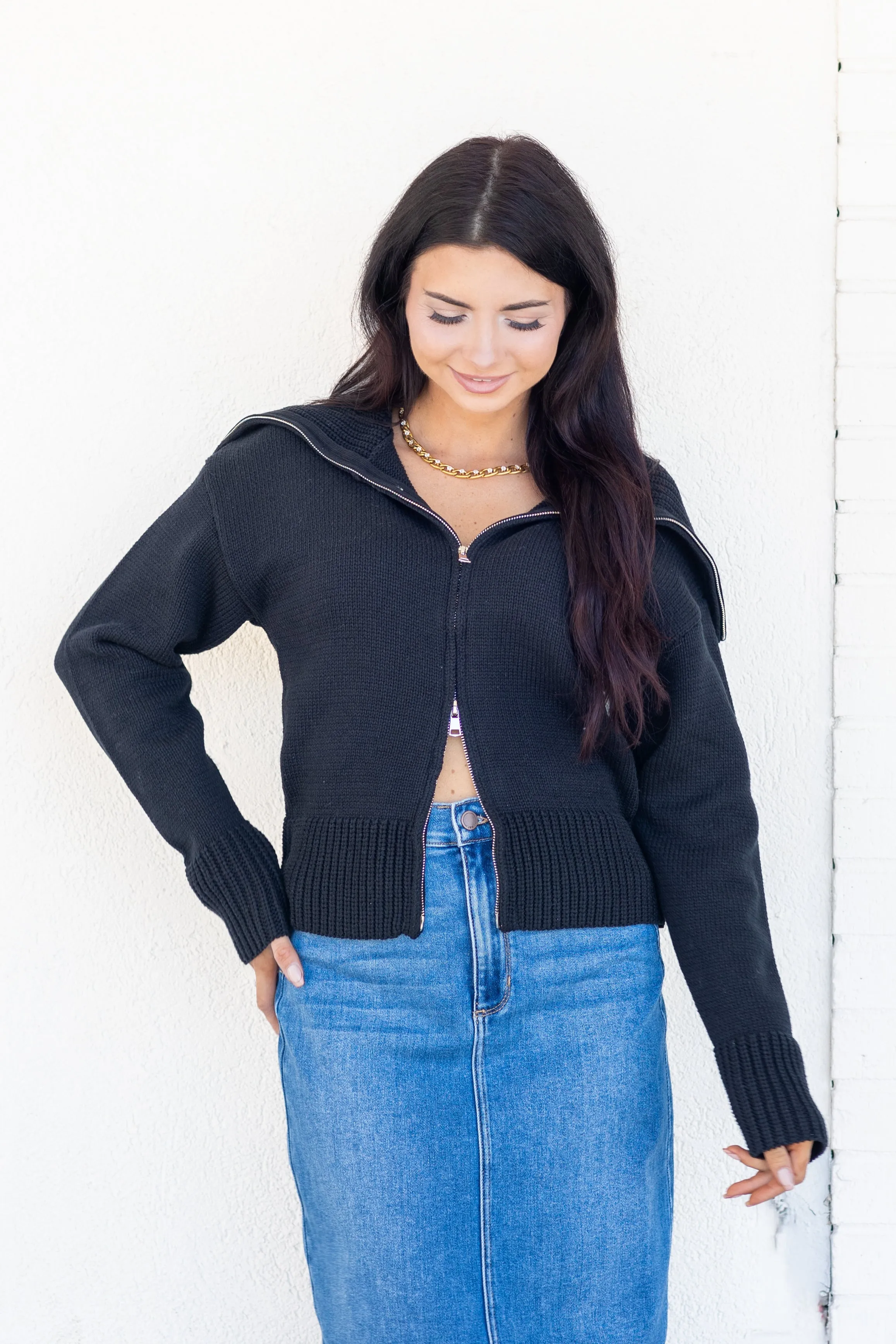 TABITHA ZIP UP SWEATER