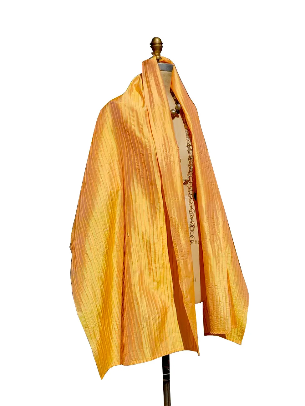 Thai Silk Pintuck Pleated Shawl Melon