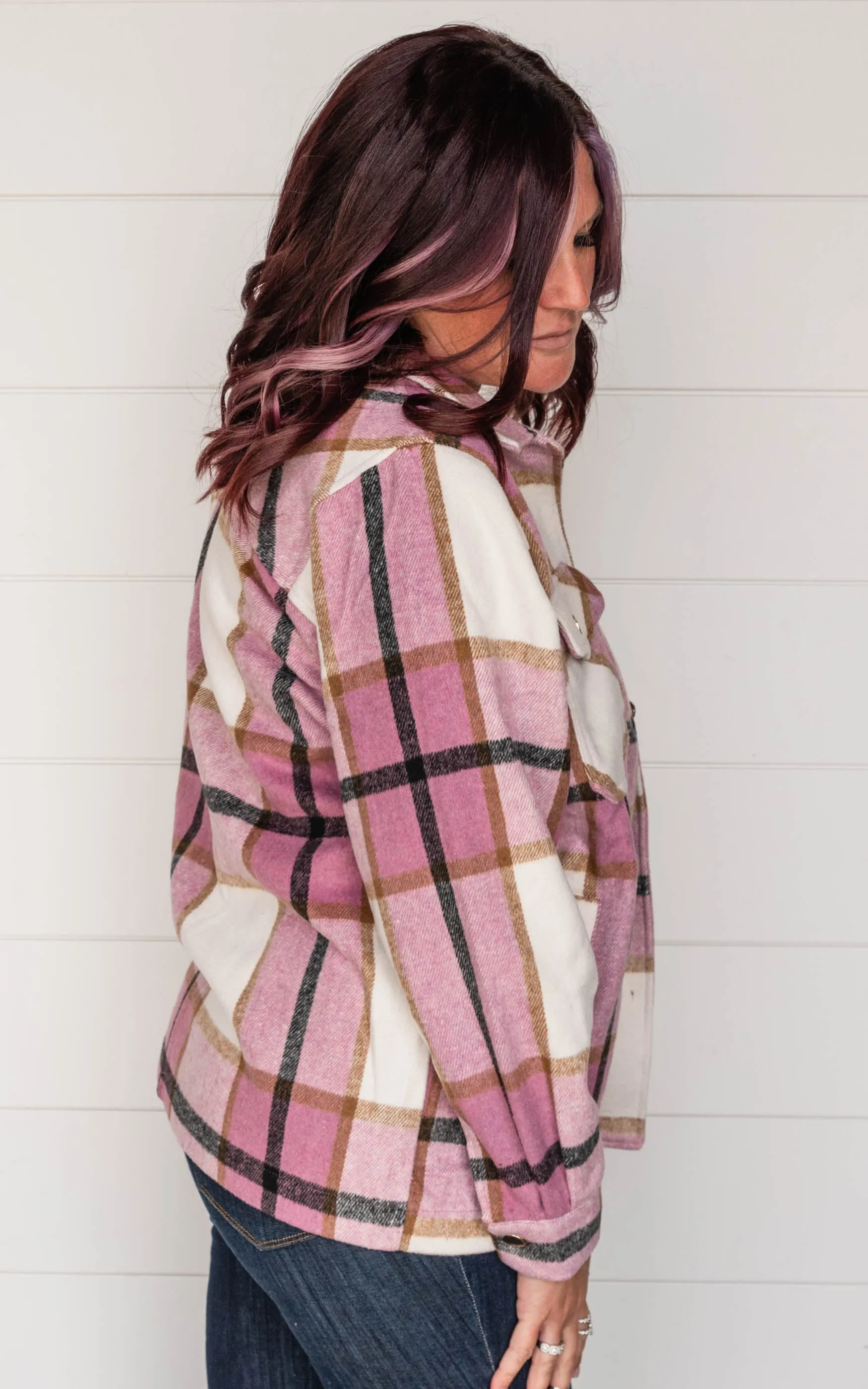 The Elizabeth Plaid Oversized Shacket ((Pink) | FINAL SALE