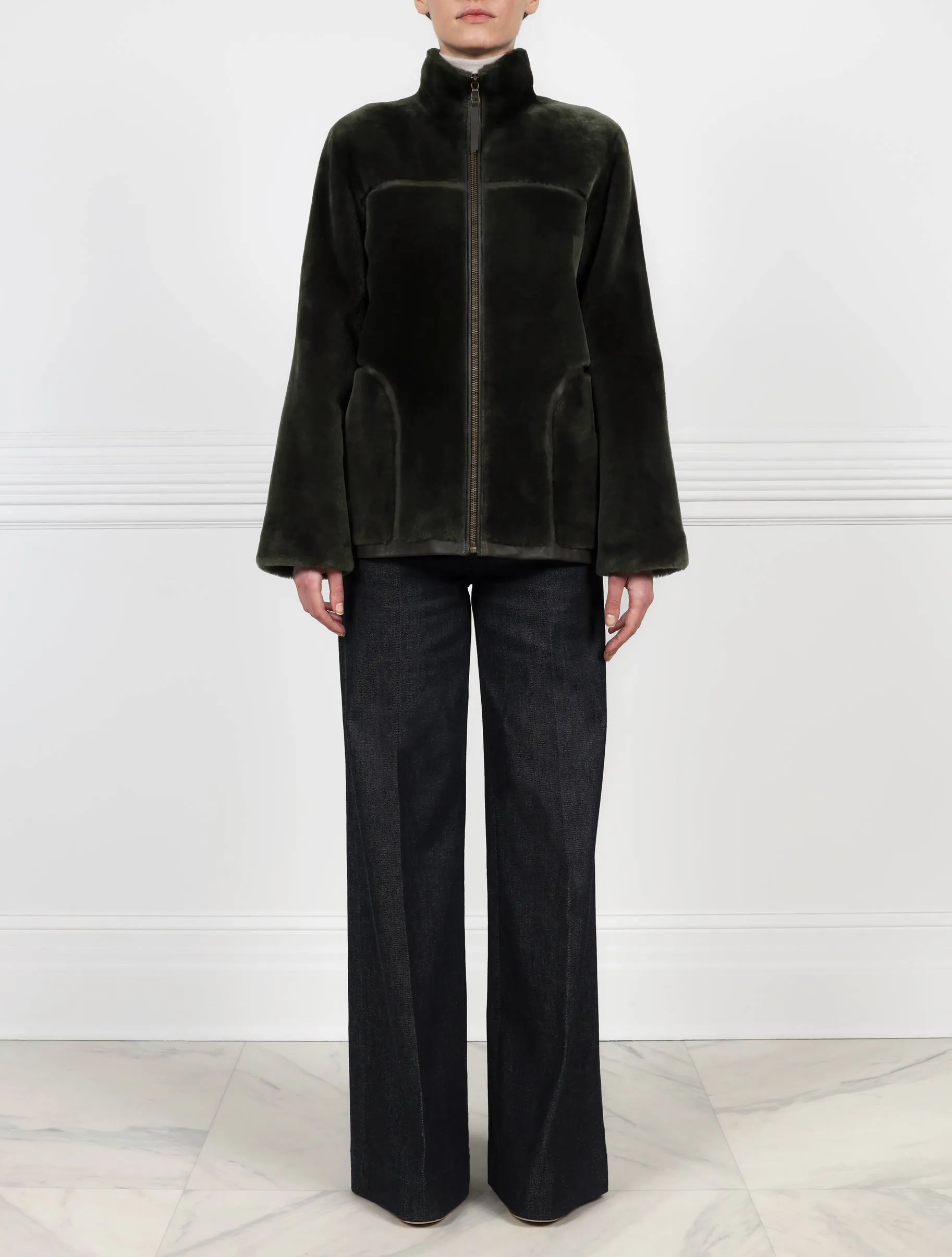 The Kacey Merino Shearling Zip Jacket