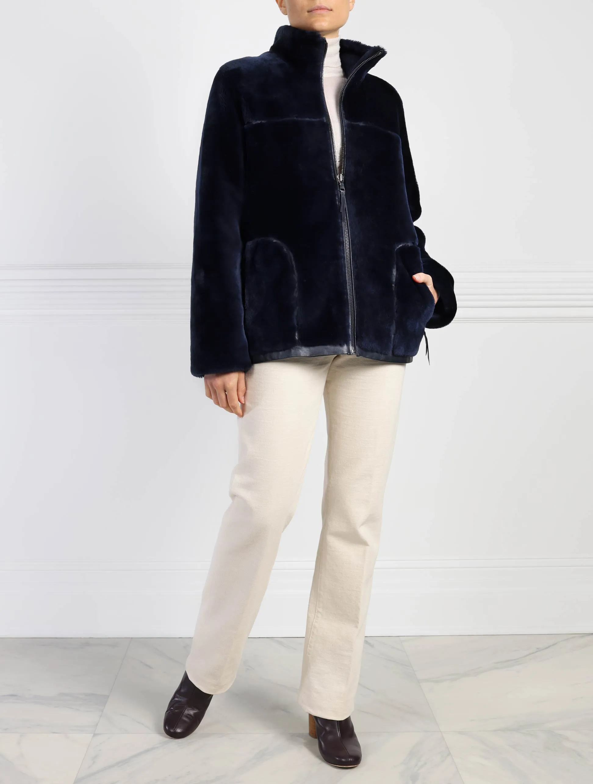 The Kacey Merino Shearling Zip Jacket