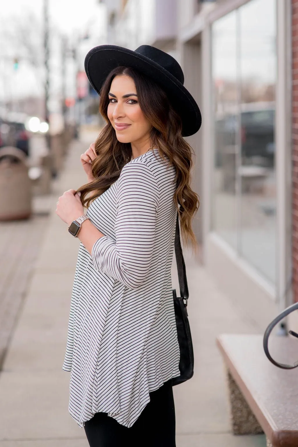 Thin Striped Sharkbite Tunic Tee