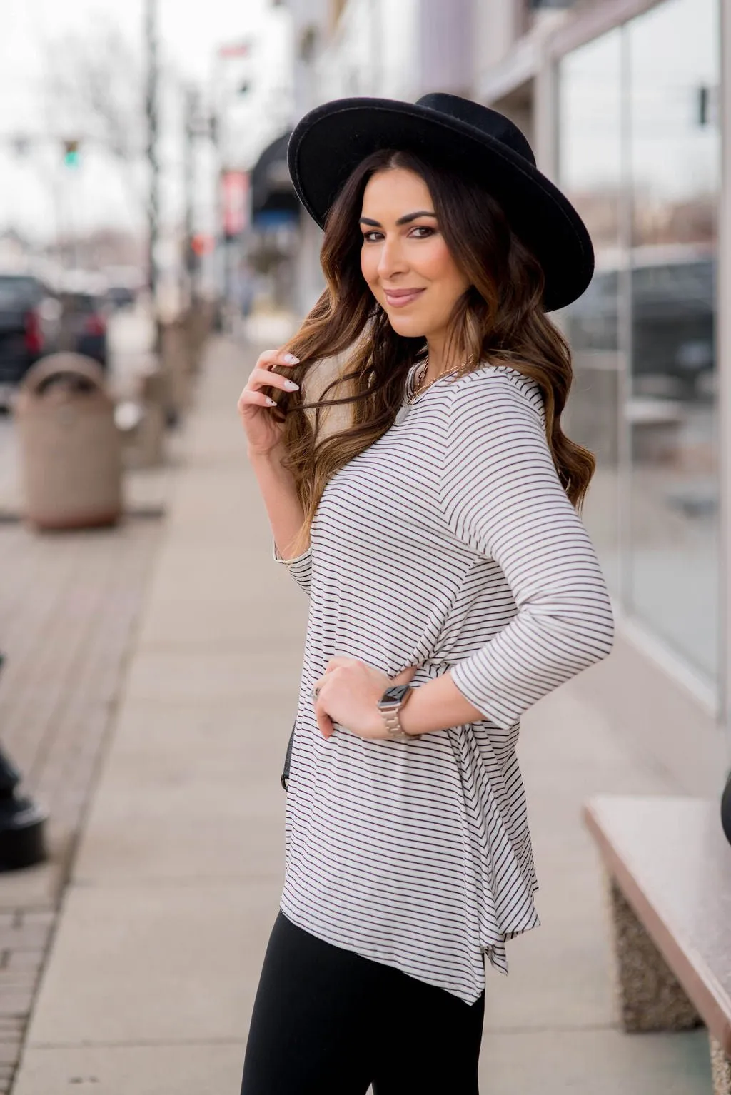 Thin Striped Sharkbite Tunic Tee