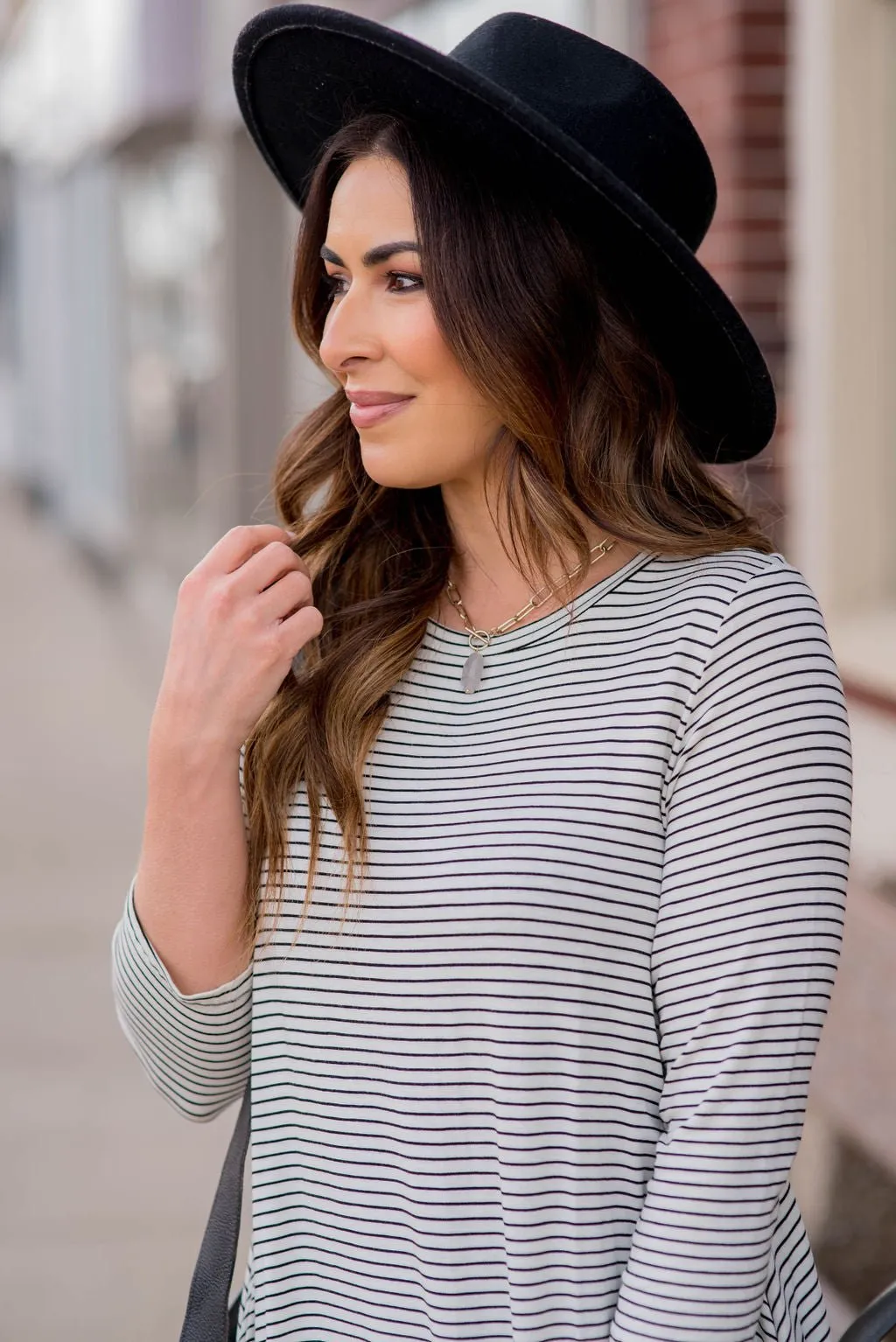 Thin Striped Sharkbite Tunic Tee