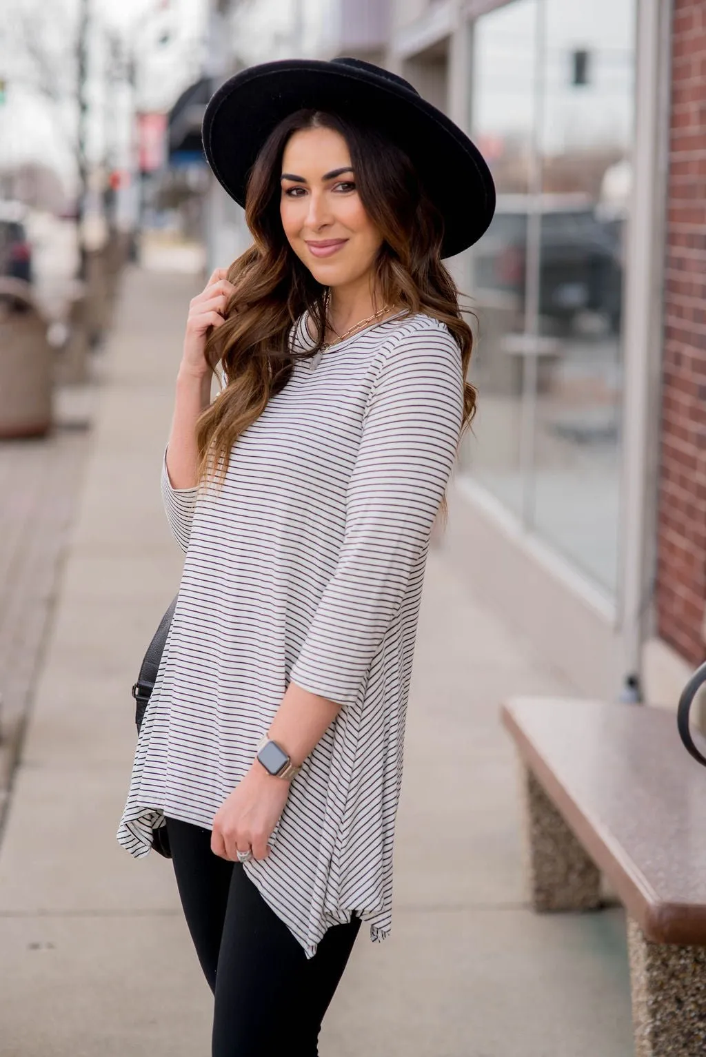 Thin Striped Sharkbite Tunic Tee