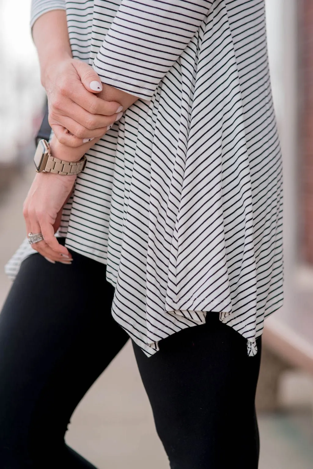 Thin Striped Sharkbite Tunic Tee