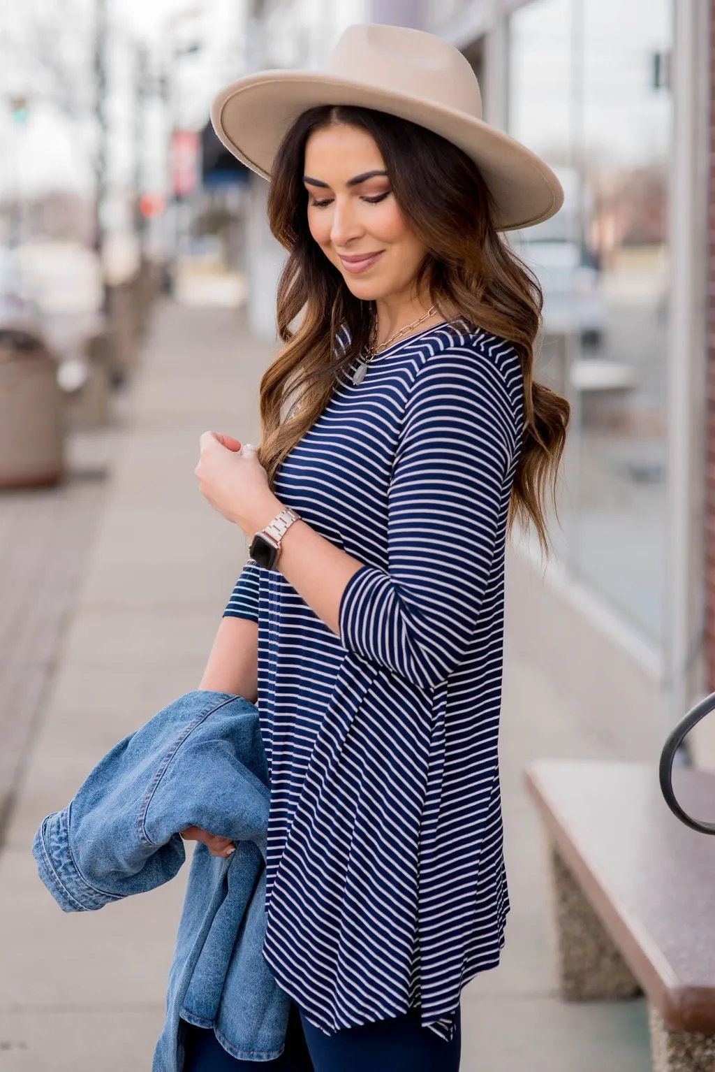 Thin Striped Sharkbite Tunic Tee