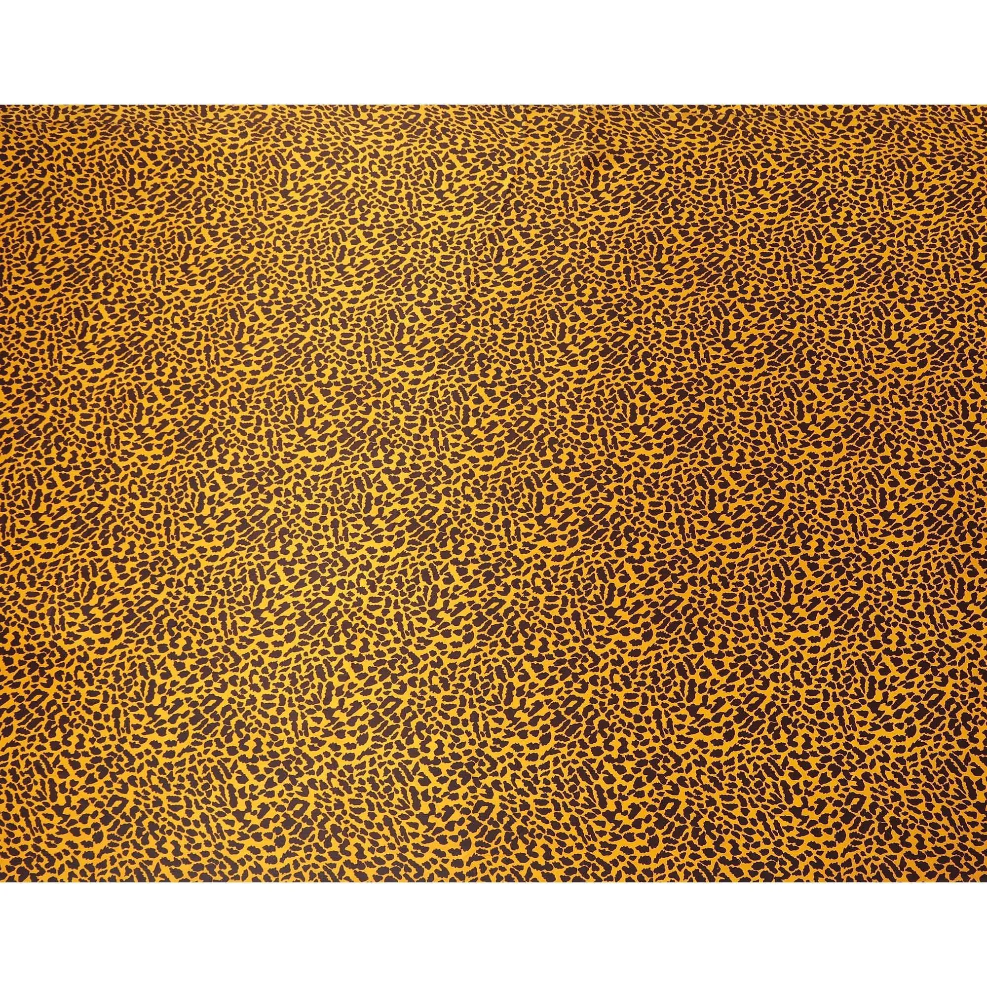 Tiger orange Premium 100% Pure silk satin fabric with mocha brown print in animal skin design-D9292