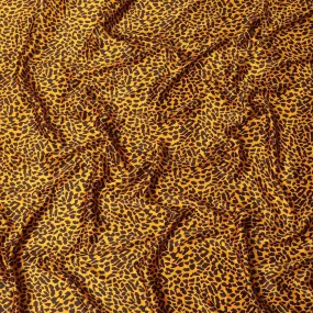 Tiger orange Premium 100% Pure silk satin fabric with mocha brown print in animal skin design-D9292