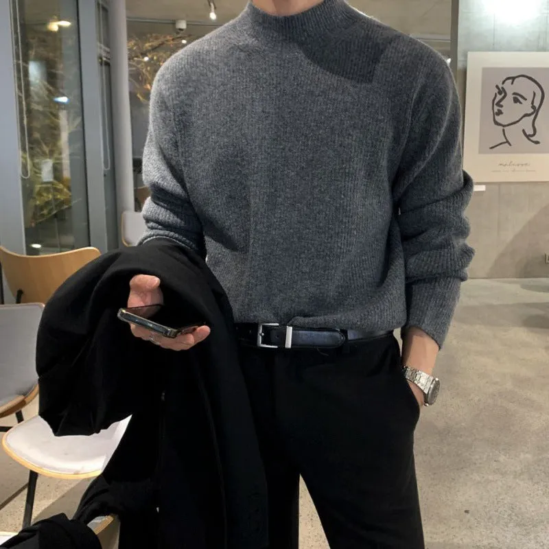 Toleet winter outfits men Myq Autumn and Winter Half Turtleneck Sweater Men's Korean-Style Trendy Solid Color Sweater Mid Collar Bottoming Shirt Warm Inner Wear