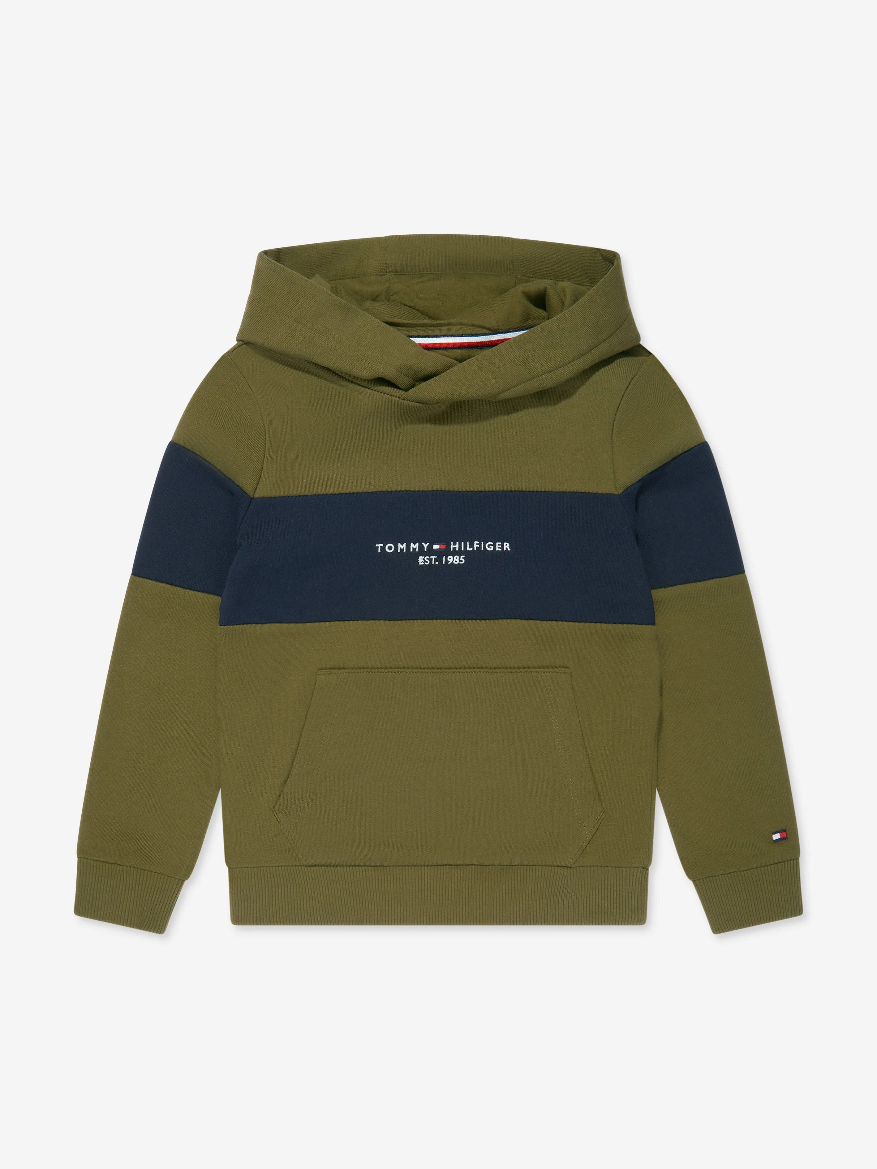 Tommy Hilfiger Boys Essential Colourblock Hoodie in Green