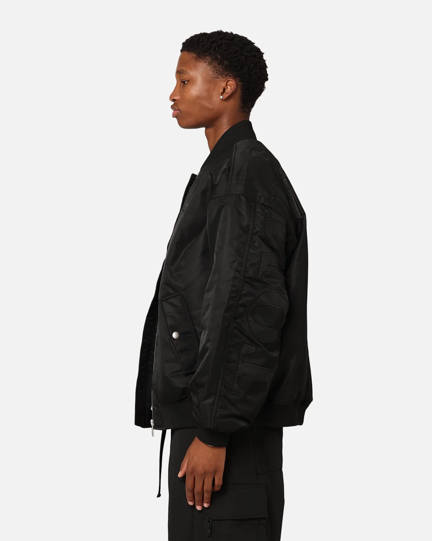 Tommy Jeans Oversized Tonal Appliqué Bomber Jacket Black