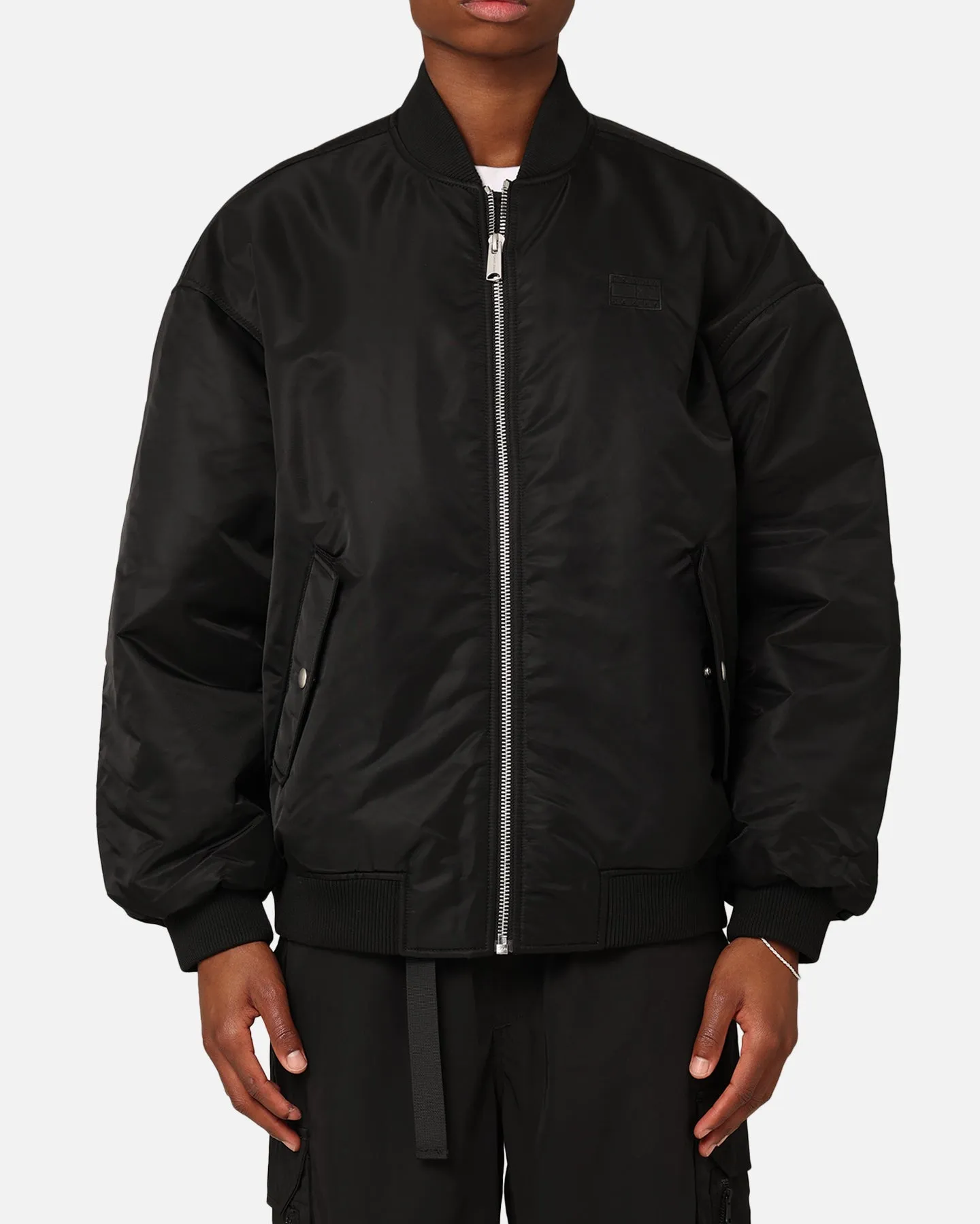 Tommy Jeans Oversized Tonal Appliqué Bomber Jacket Black