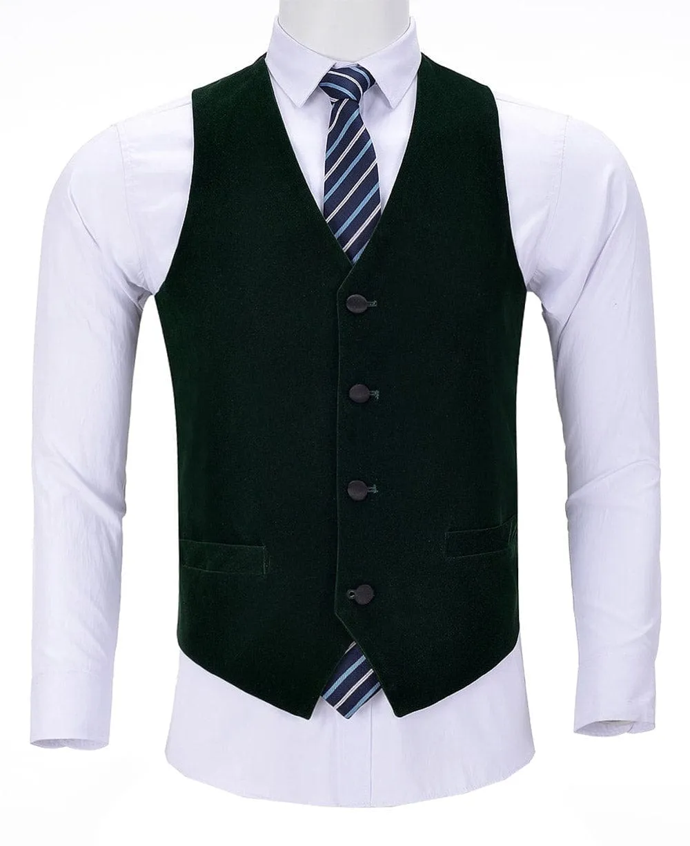 Tweed V Neck Waistcoat Formal Flat Suit Vest