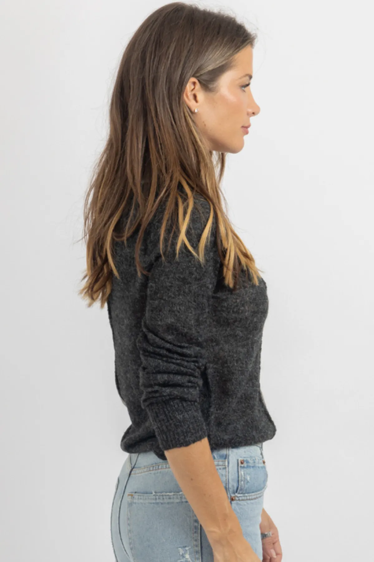 TWO TONE CHARCOAL SWEATER