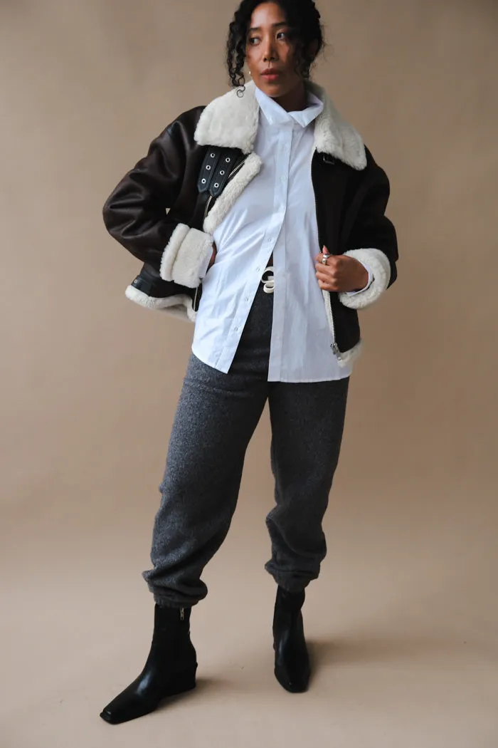 UNISEX LOOSE FIT LINE SHEARLING JACKET