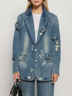 Utay Applique Denim Blazer