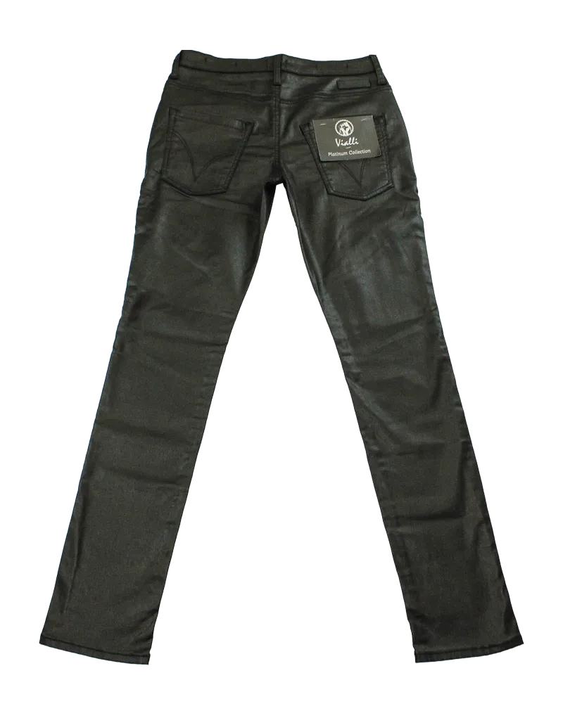 VIALLI Black Lazer Strato Fit Wax Jean