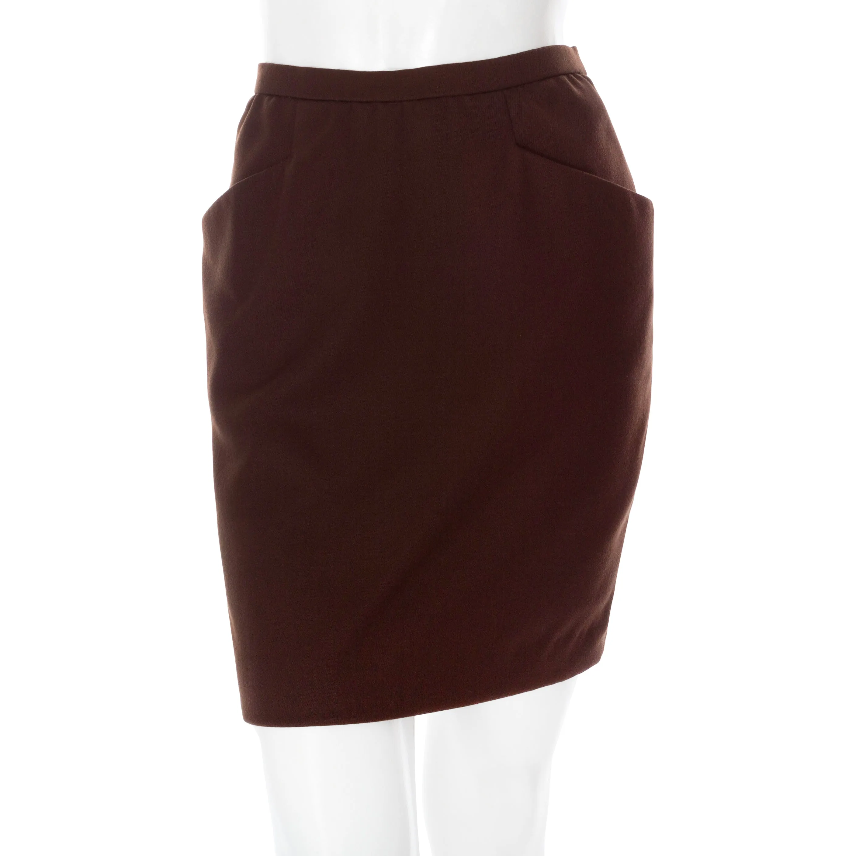 Vintage Brown Wool Pocket Pencil Skirt