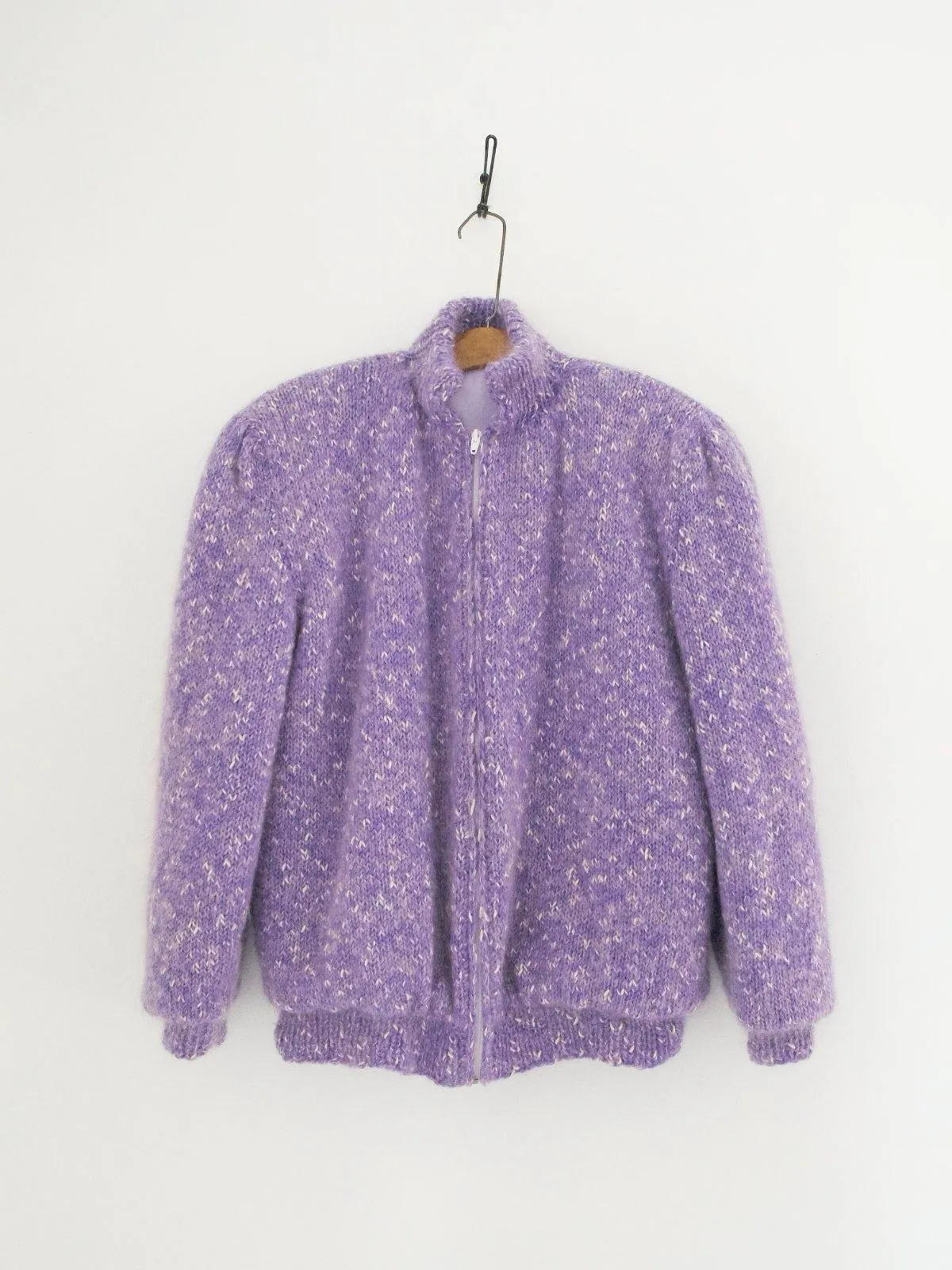 Vintage Lilac Mohair Speckle Knit Sweater Jacket