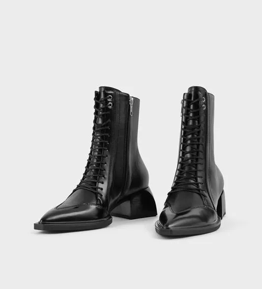 VIVIAN Black Lace-Up Boots