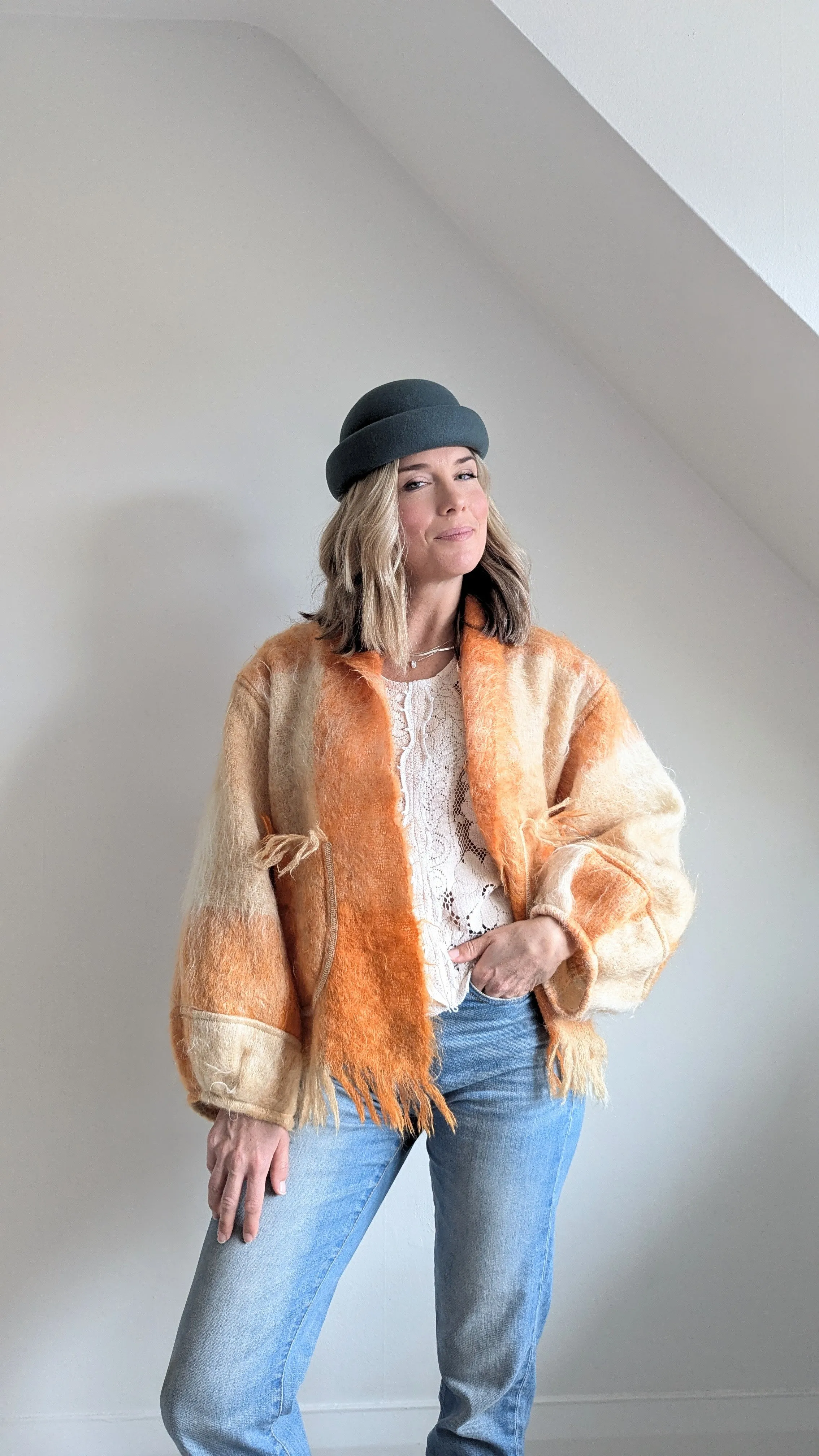 Vivianne Jacket with Upcycled Vintage Mohair Wool Size M/L #VIVW4