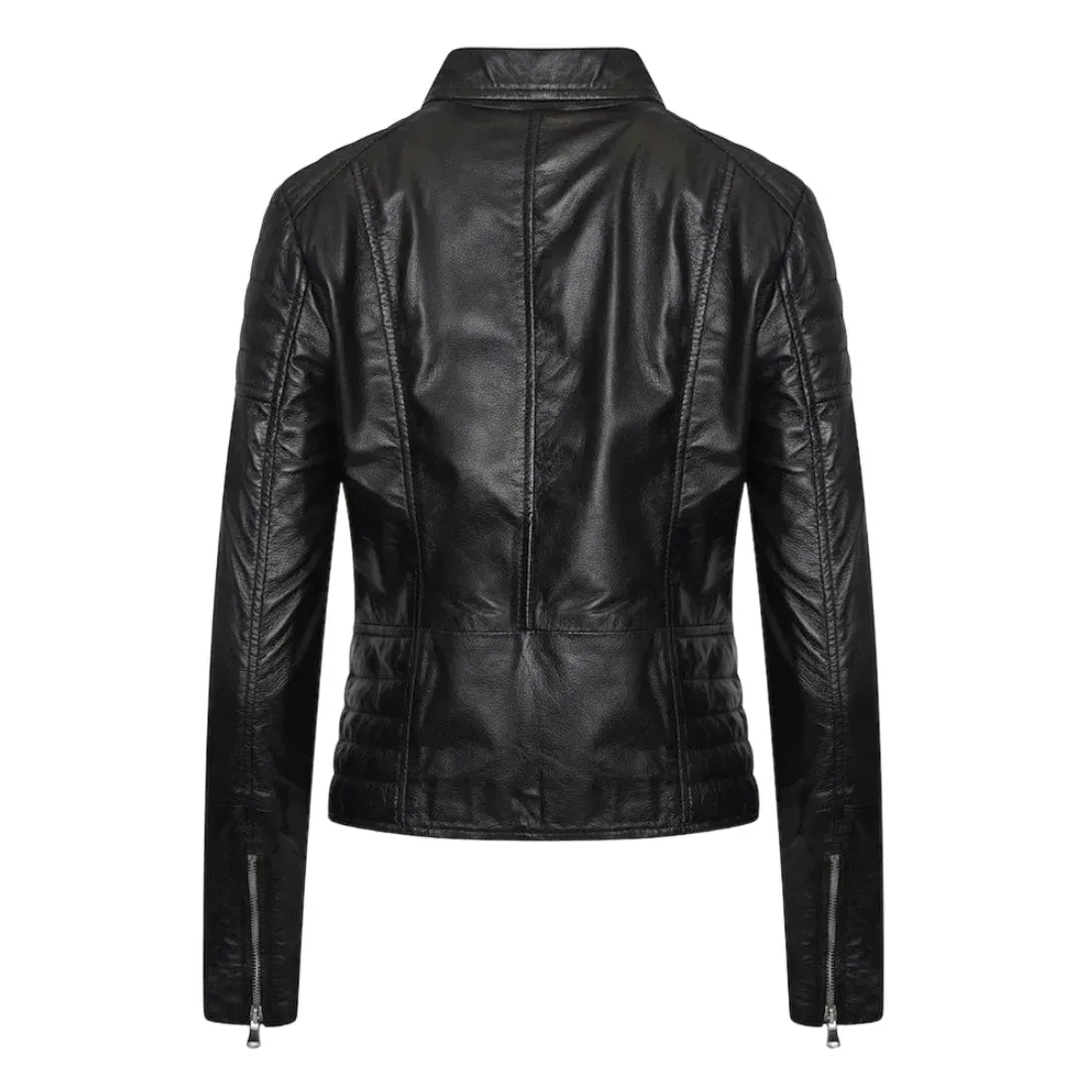 Womens Black Textured Leather Jacket