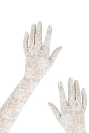 Women's Long White Lace Gloves