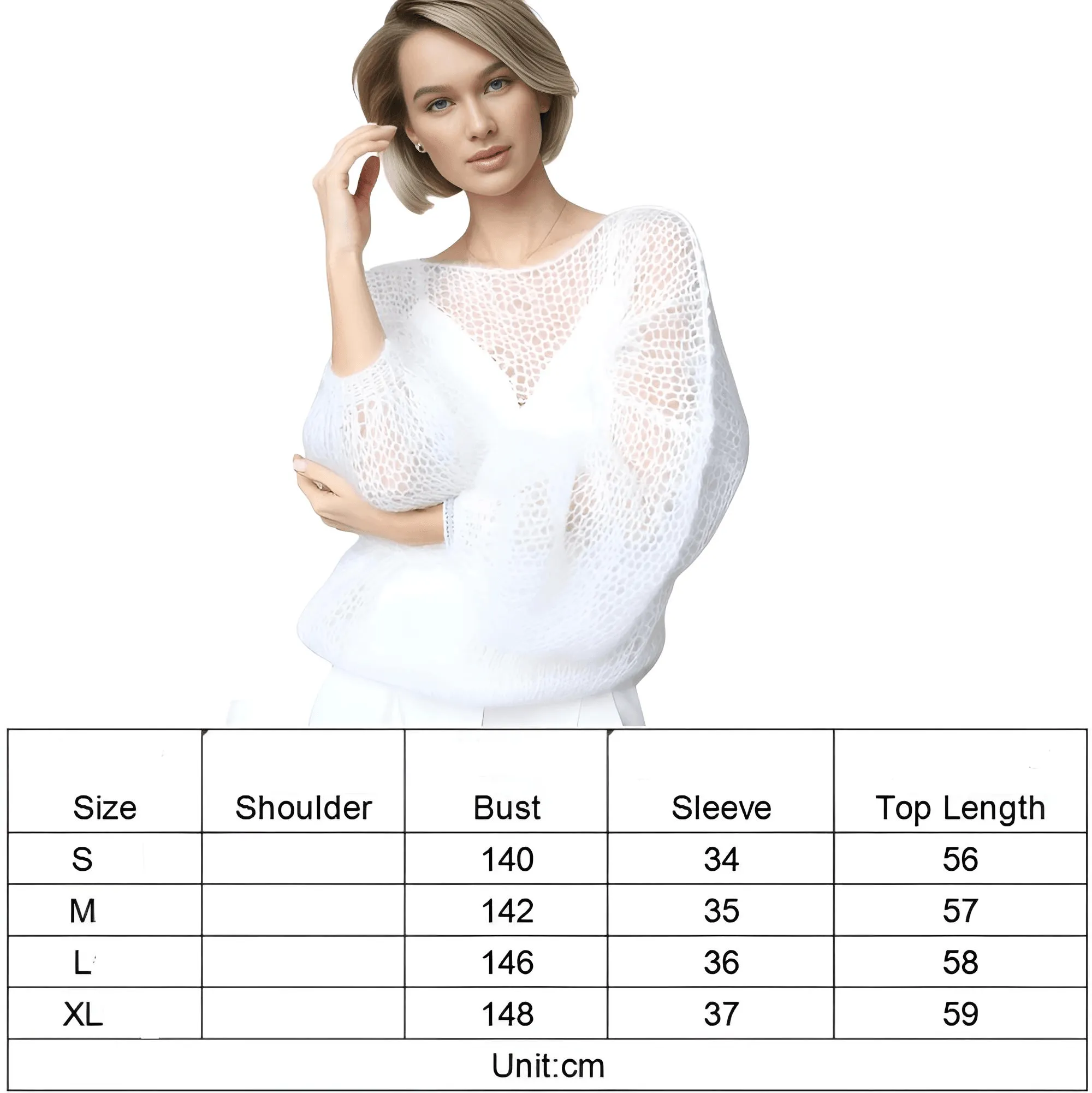 Women's See Through Sweaters Lady Hollow out Mesh Thin Pullover Sweaters Lantern Sleeve Loose Tops Smock