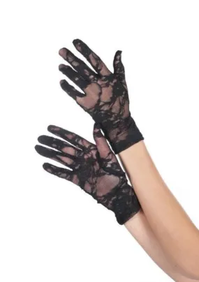 Women's Short Black Lace Gloves