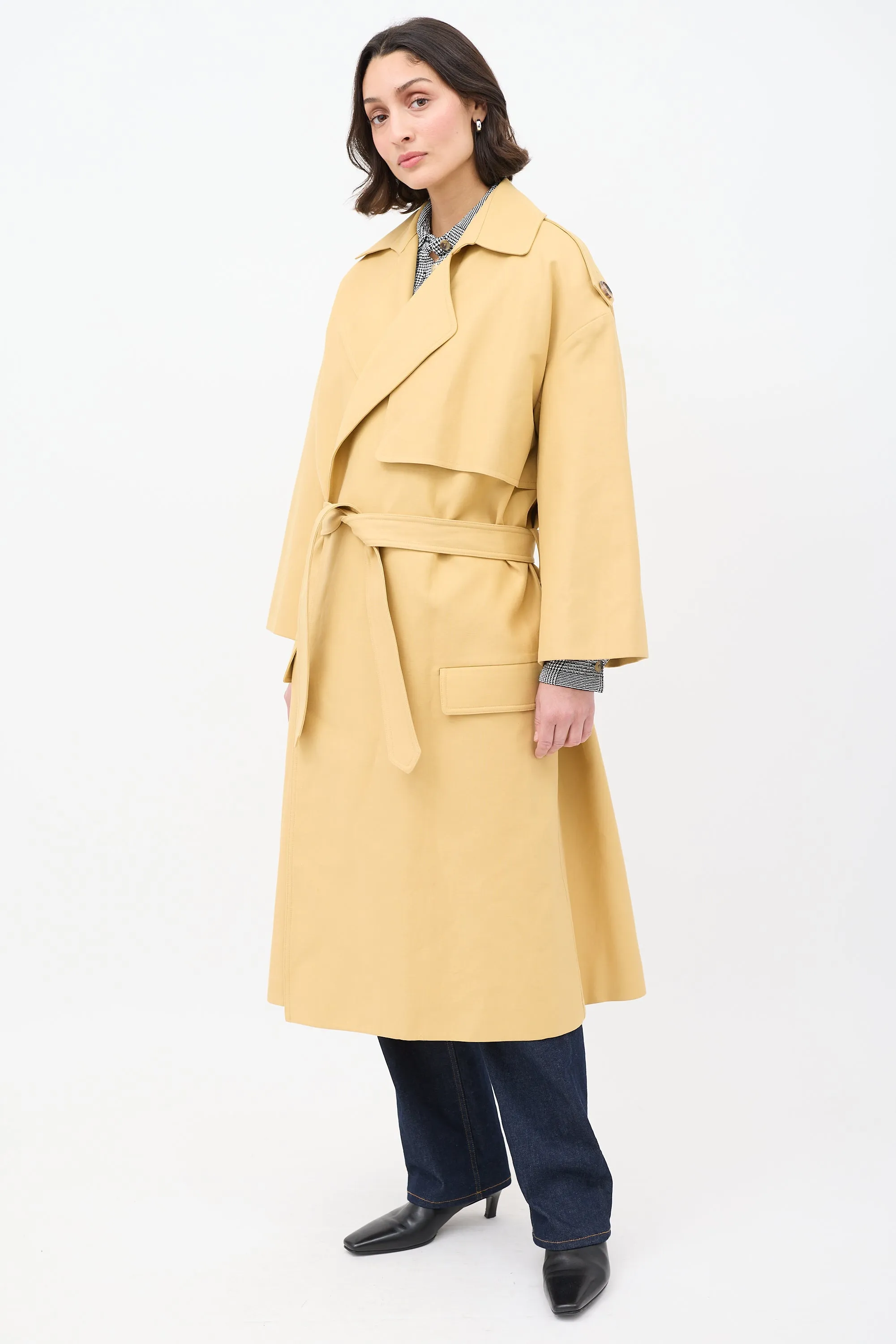 Yellow Cotton Matthias Belted Trench Coat